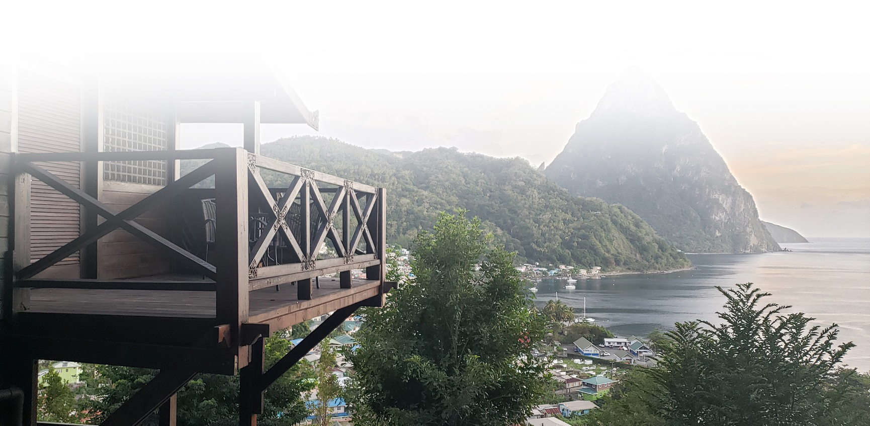 Piton view and Soufriere scenery in Saint Lucia