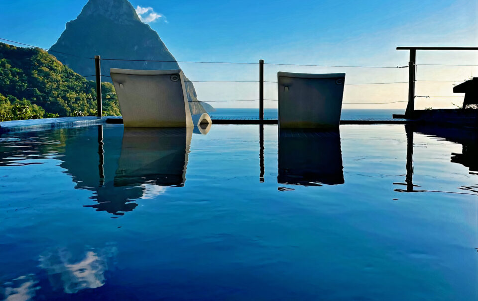 Green Fig Resort pool with Petit Piton view in Saint Lucia