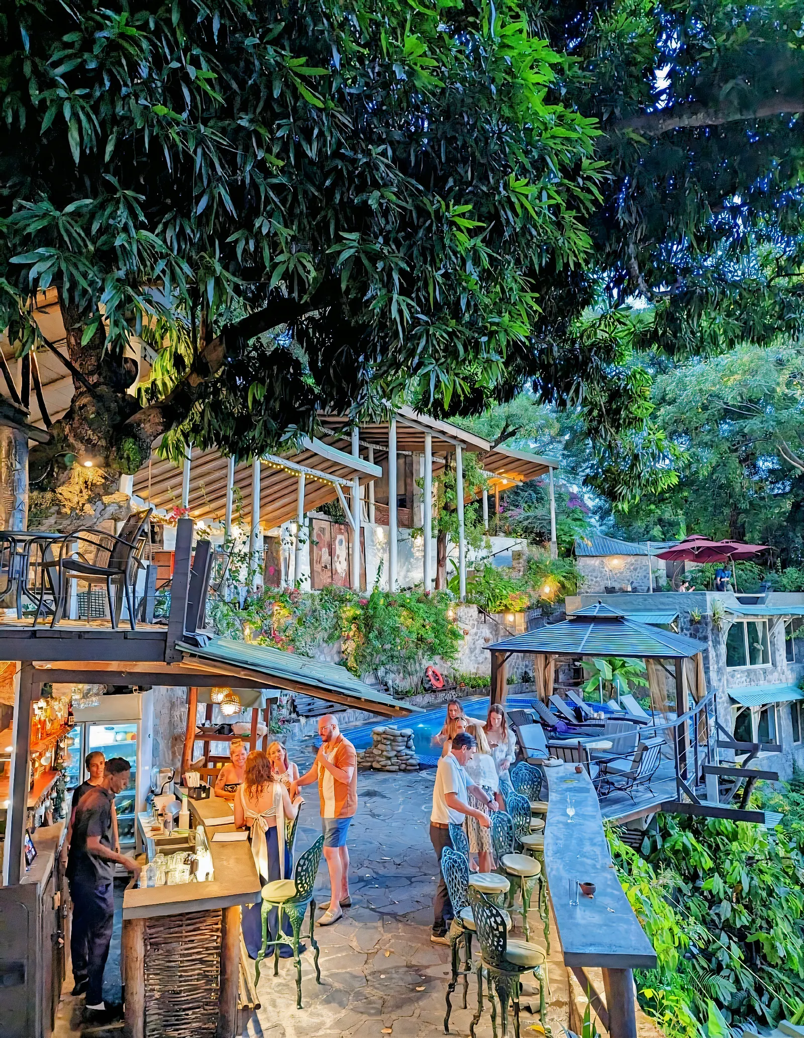 Open air bar at Green Fig Resort and Spa in Soufriere Saint Lucia